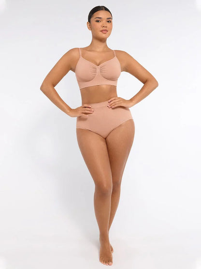 Wholesale Seamless Mid Waist Tummy Control Antibacterial Peach Hip Brief -