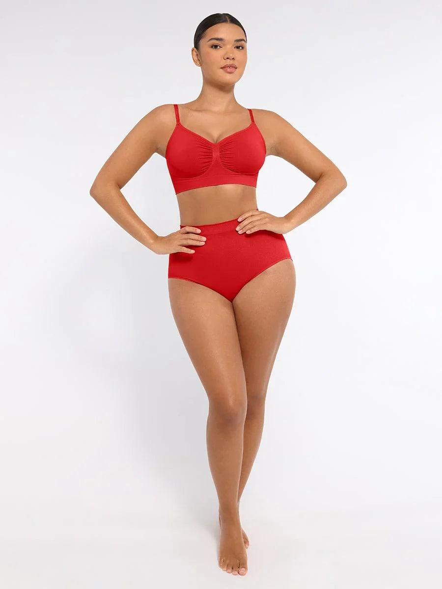 Wholesale Seamless Mid Waist Tummy Control Antibacterial Peach Hip Brief -