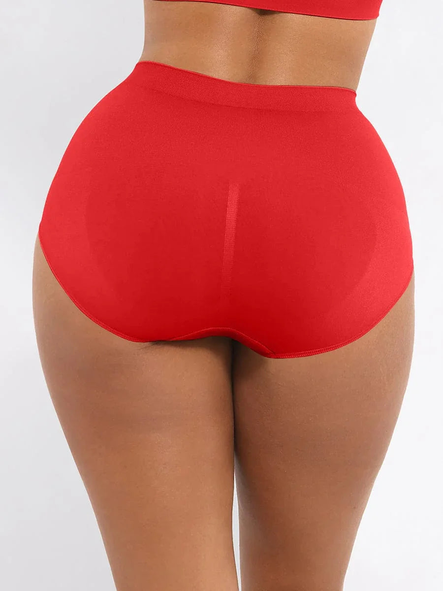 Wholesale Seamless Mid Waist Tummy Control Antibacterial Peach Hip Brief -