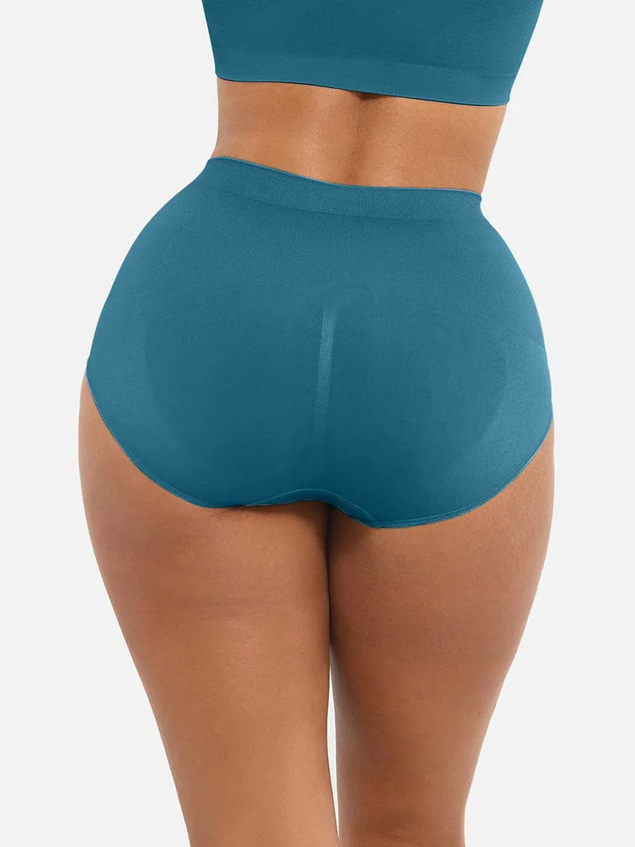 Wholesale Seamless Mid Waist Tummy Control Antibacterial Peach Hip Brief -