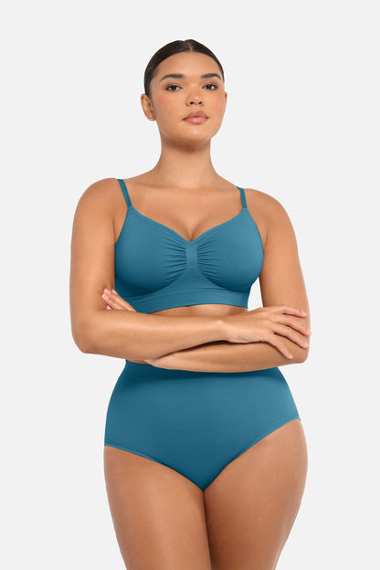 Wholesale Seamless Mid Waist Tummy Control Antibacterial Peach Hip Brief -