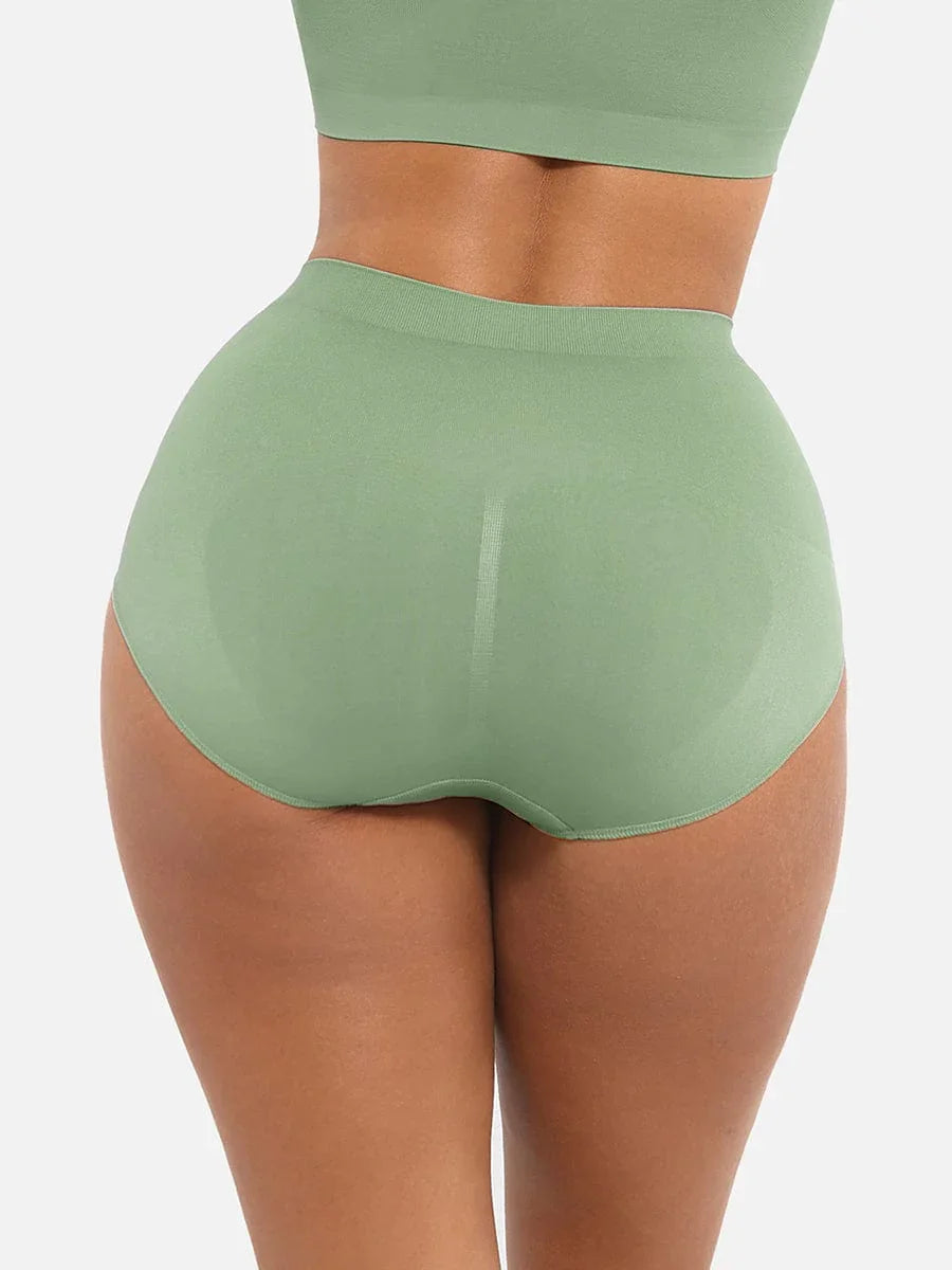 Wholesale Seamless Mid Waist Tummy Control Antibacterial Peach Hip Brief -
