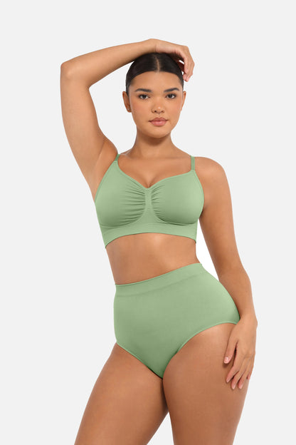 Wholesale Seamless Mid Waist Tummy Control Antibacterial Peach Hip Brief -