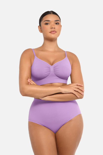 Wholesale Seamless Mid Waist Tummy Control Antibacterial Peach Hip Brief -
