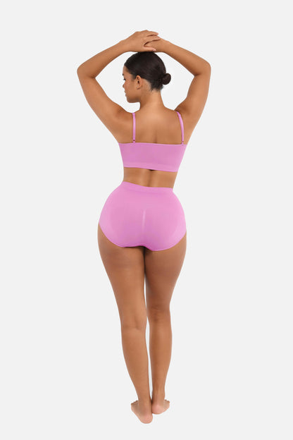 Wholesale Seamless Mid Waist Tummy Control Antibacterial Peach Hip Brief -