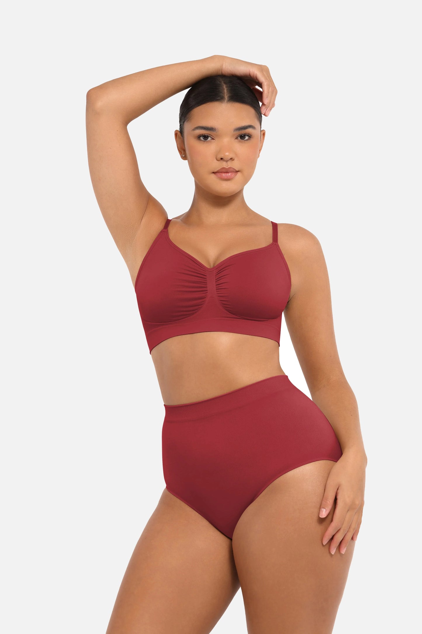 Wholesale Seamless Mid Waist Tummy Control Antibacterial Peach Hip Brief -