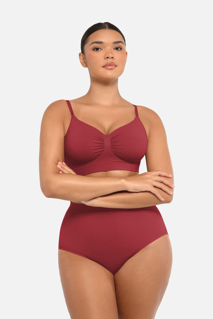 Wholesale Seamless Mid Waist Tummy Control Antibacterial Peach Hip Brief -