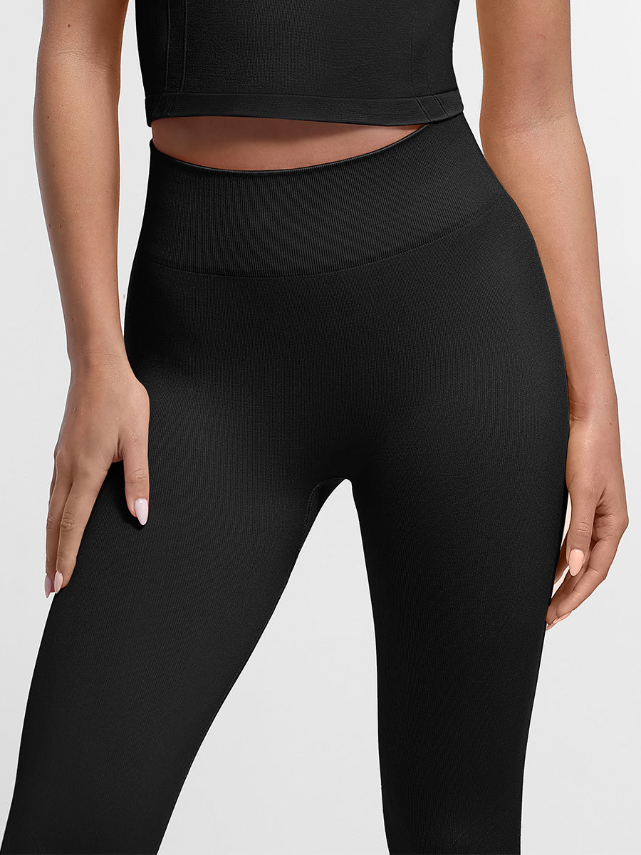 Seamless Double-Layer Waistband Peach Buttocks Shaping Yoga Leggings