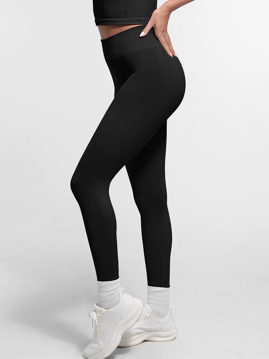 Seamless Double-Layer Waistband Peach Buttocks Shaping Yoga Leggings