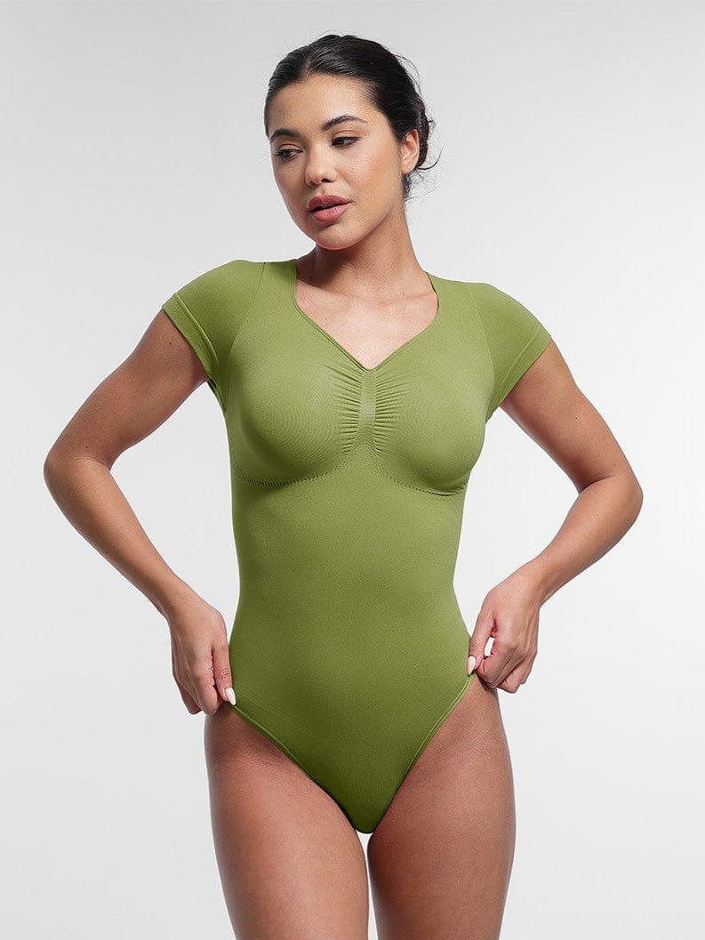 Seamless Bust Support Waist & Abdomen Shaping Thong Bodysuit -