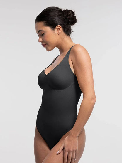 Seamless Bust Support Waist and Abdomen Control Thong Bodysuit -