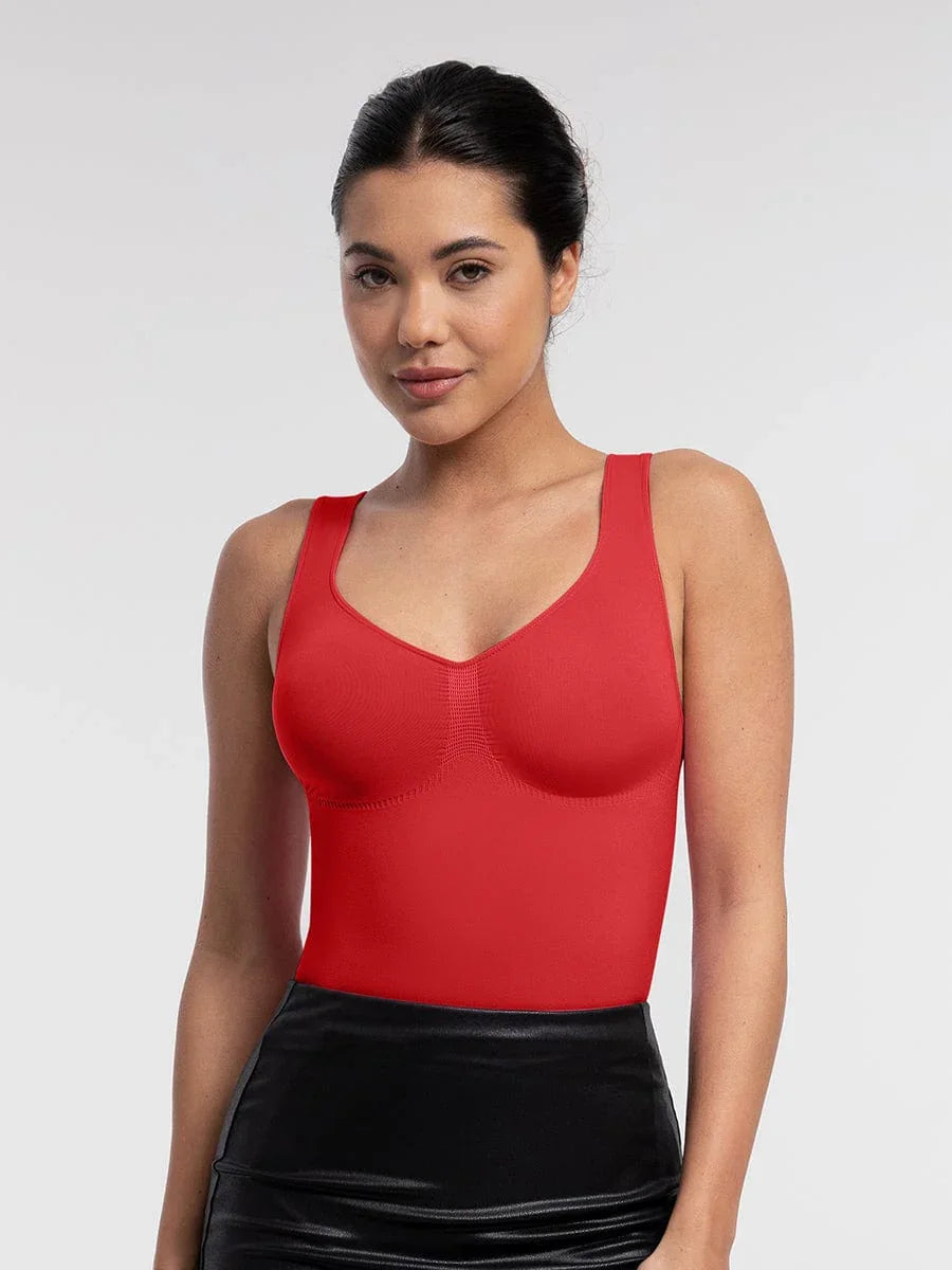 Seamless Bust Support Waist and Abdomen Control Thong Bodysuit -