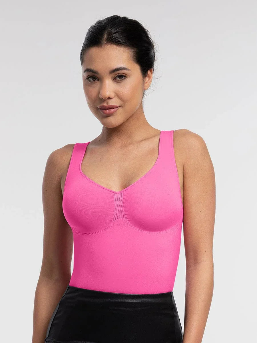 Seamless Bust Support Waist and Abdomen Control Thong Bodysuit -