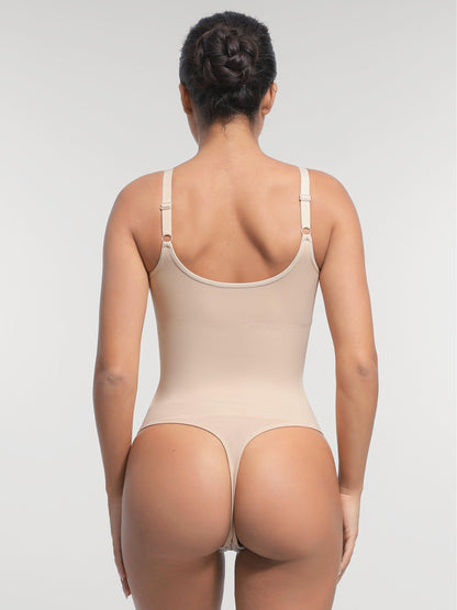 Seamless Thong Bodysuit with Built-In Bra & Tummy Control -