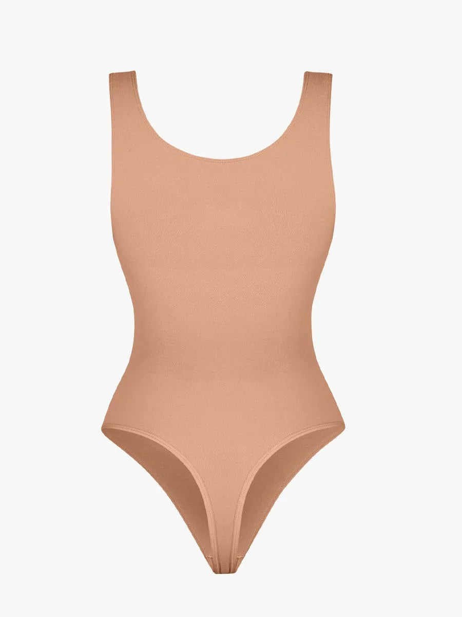 Seamless Bust Support Waist and Abdomen Control Thong Bodysuit -
