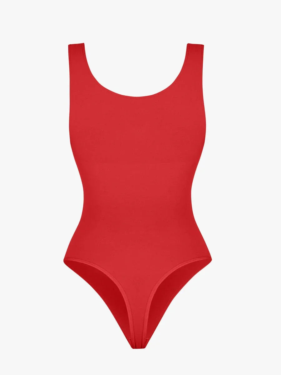 Seamless Bust Support Waist and Abdomen Control Thong Bodysuit -