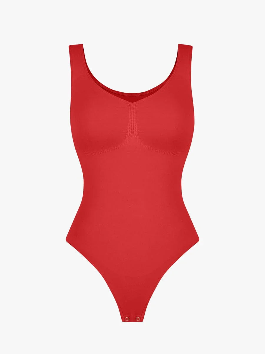 Seamless Bust Support Waist and Abdomen Control Thong Bodysuit -