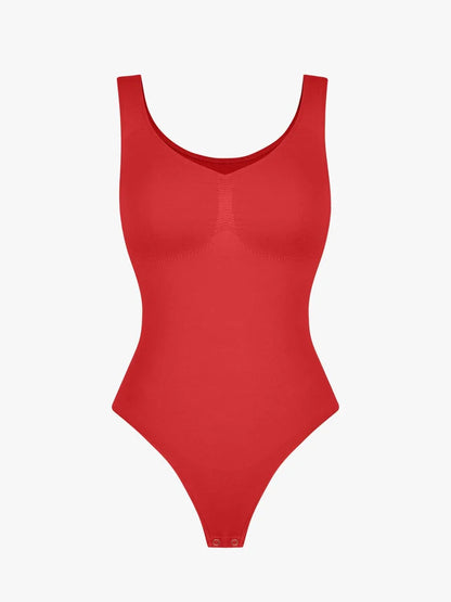 Seamless Bust Support Waist and Abdomen Control Thong Bodysuit -