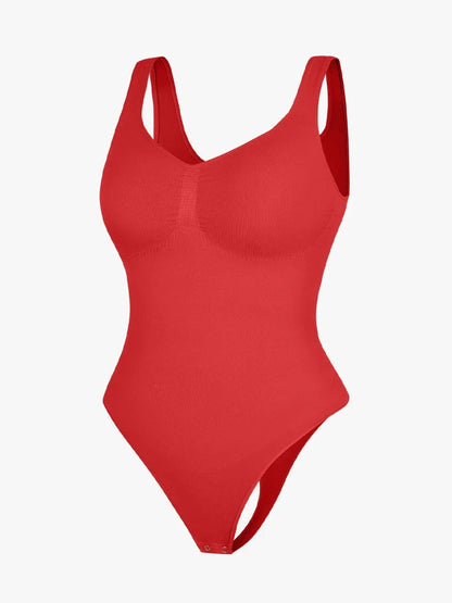 Seamless Bust Support Waist and Abdomen Control Thong Bodysuit -