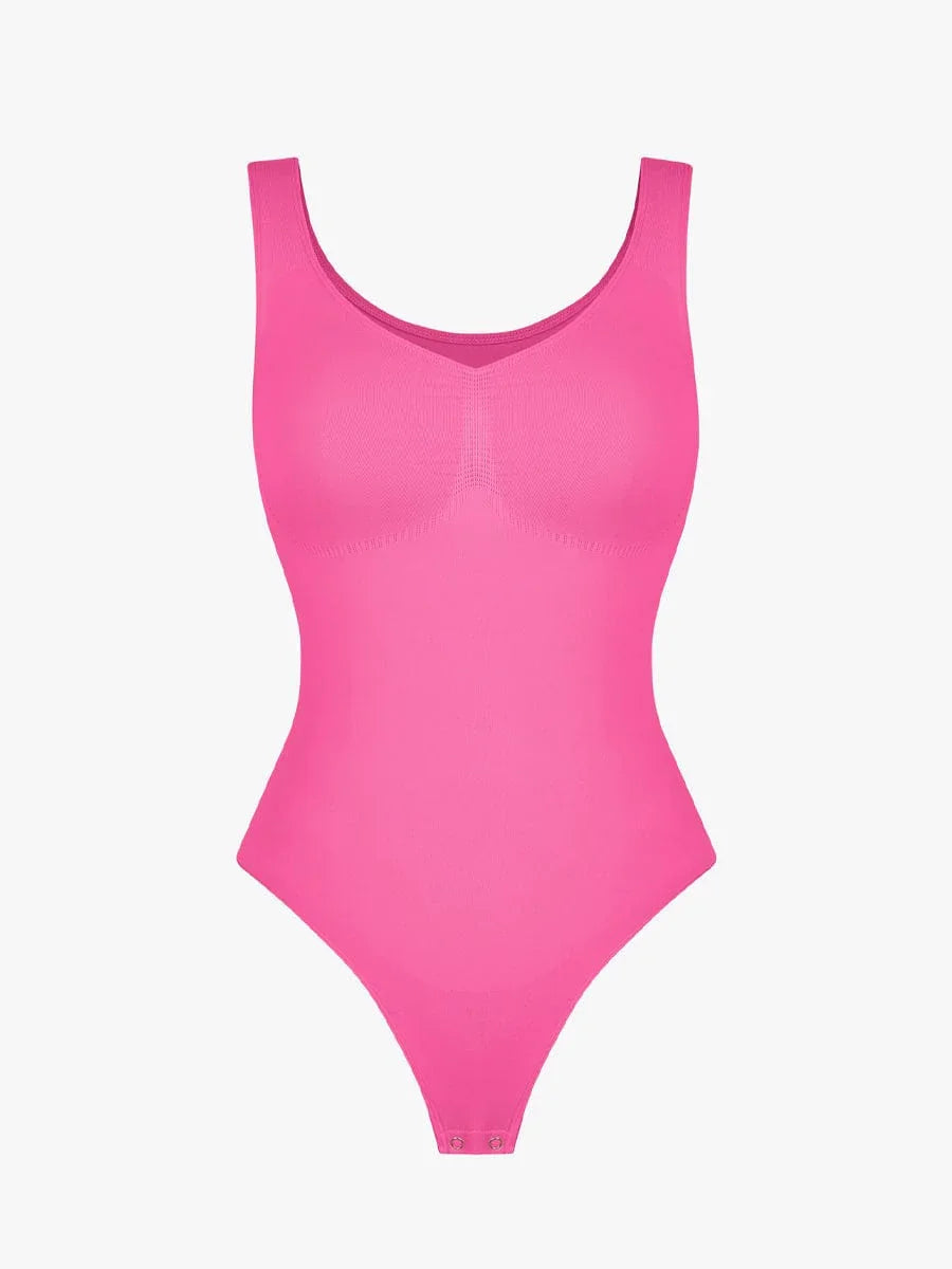 Seamless Bust Support Waist and Abdomen Control Thong Bodysuit -