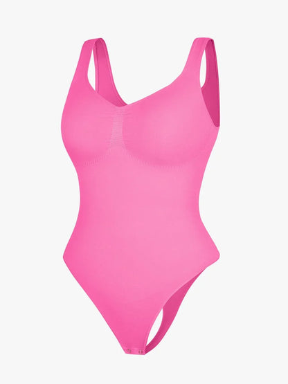 Seamless Bust Support Waist and Abdomen Control Thong Bodysuit -