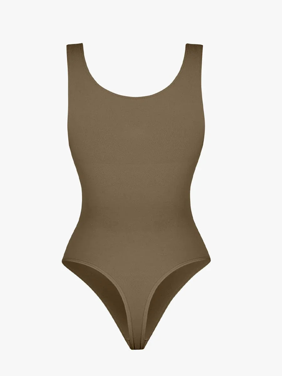 Seamless Bust Support Waist and Abdomen Control Thong Bodysuit -