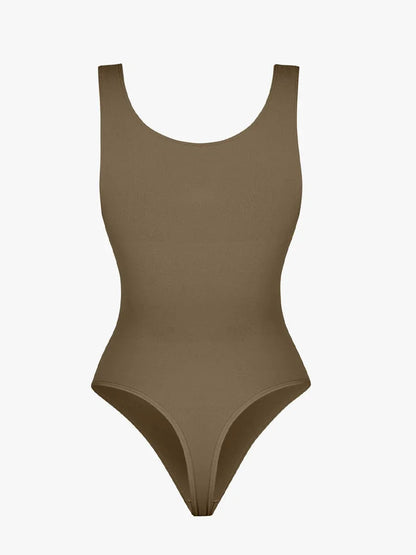 Seamless Bust Support Waist and Abdomen Control Thong Bodysuit -