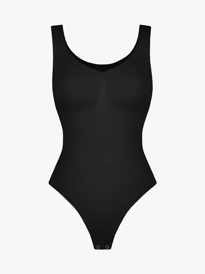 Seamless Bust Support Waist and Abdomen Control Thong Bodysuit -