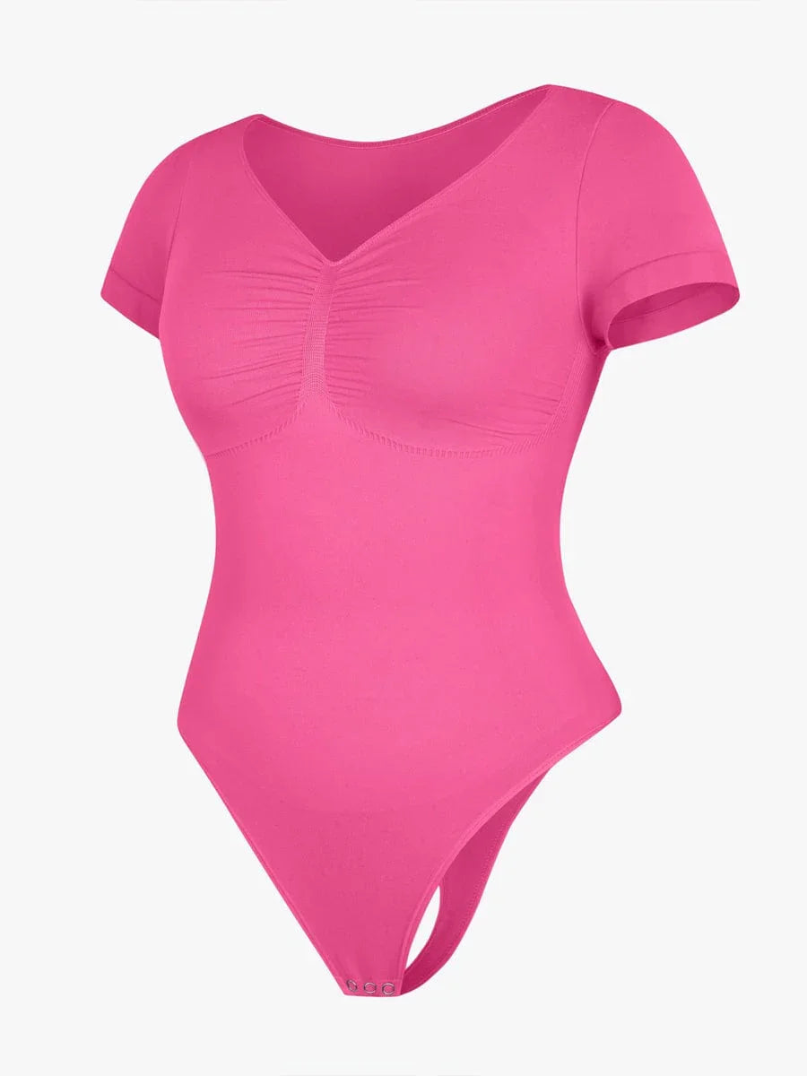 Seamless Bust Support Waist & Abdomen Shaping Thong Bodysuit -