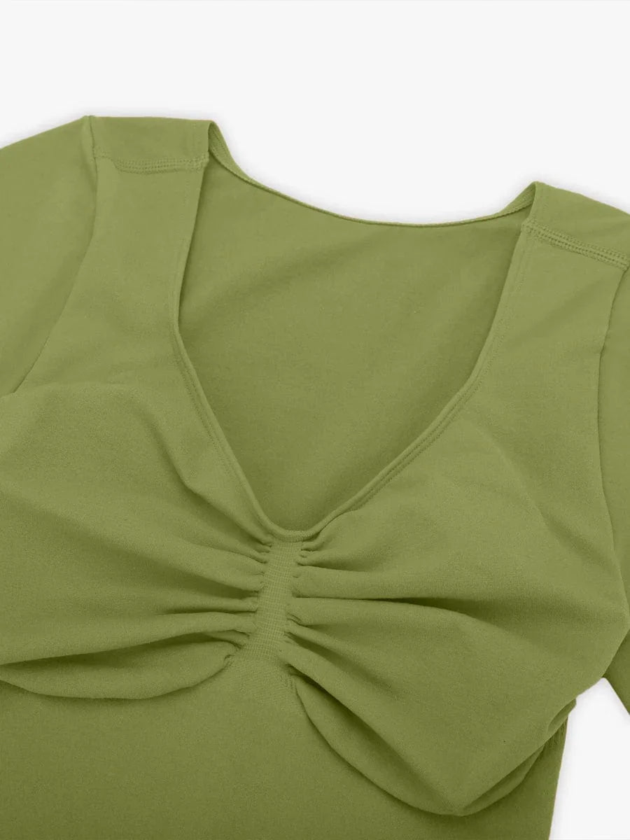 Seamless Bust Support Waist & Abdomen Shaping Thong Bodysuit -