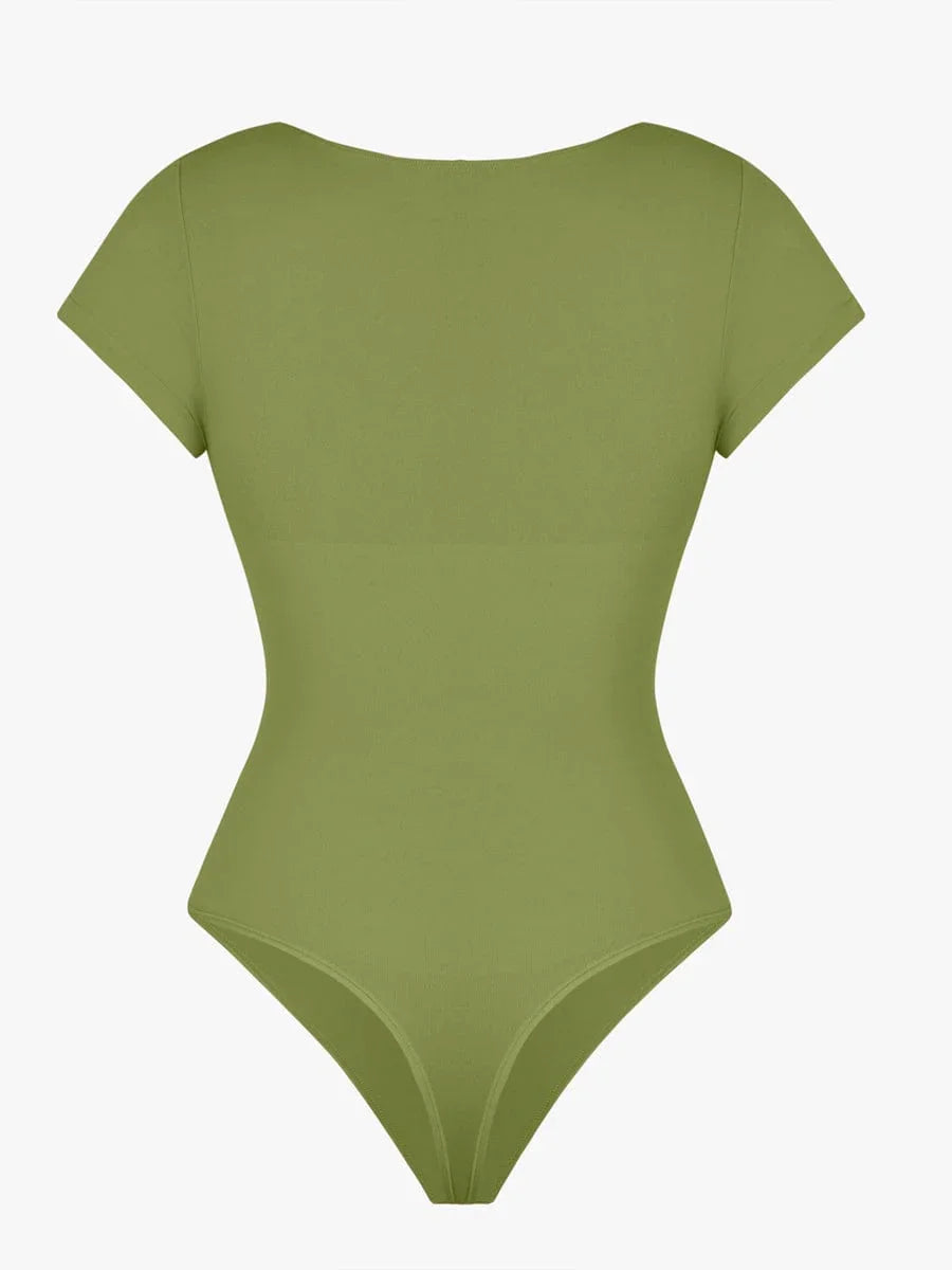 Seamless Bust Support Waist & Abdomen Shaping Thong Bodysuit -