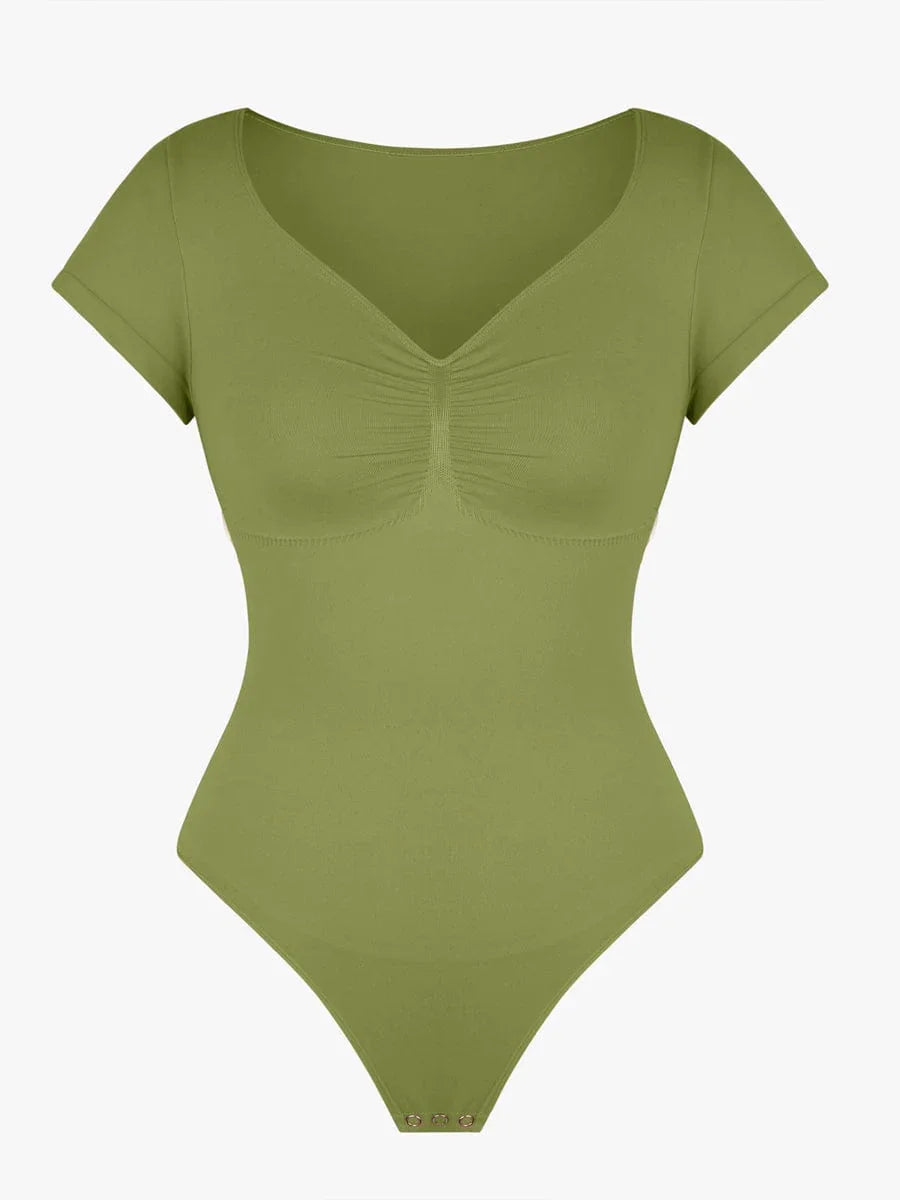 Seamless Bust Support Waist & Abdomen Shaping Thong Bodysuit -