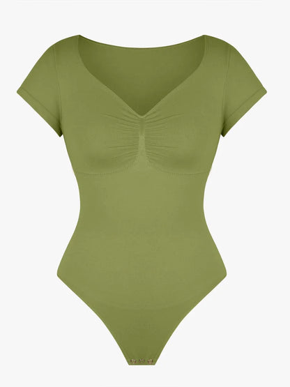 Seamless Bust Support Waist & Abdomen Shaping Thong Bodysuit -