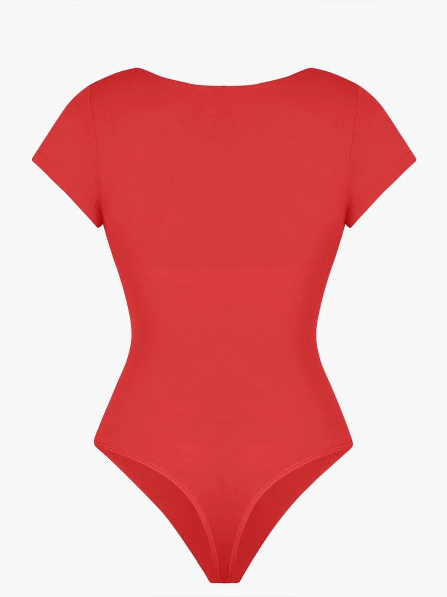 Seamless Bust Support Waist & Abdomen Shaping Thong Bodysuit -