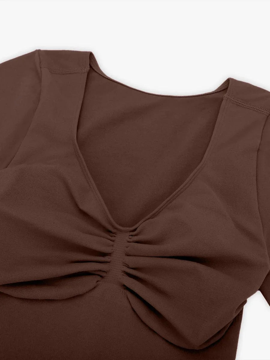 Seamless Bust Support Waist & Abdomen Shaping Thong Bodysuit -