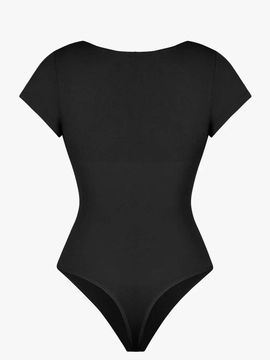 Seamless Bust Support Waist & Abdomen Shaping Thong Bodysuit -