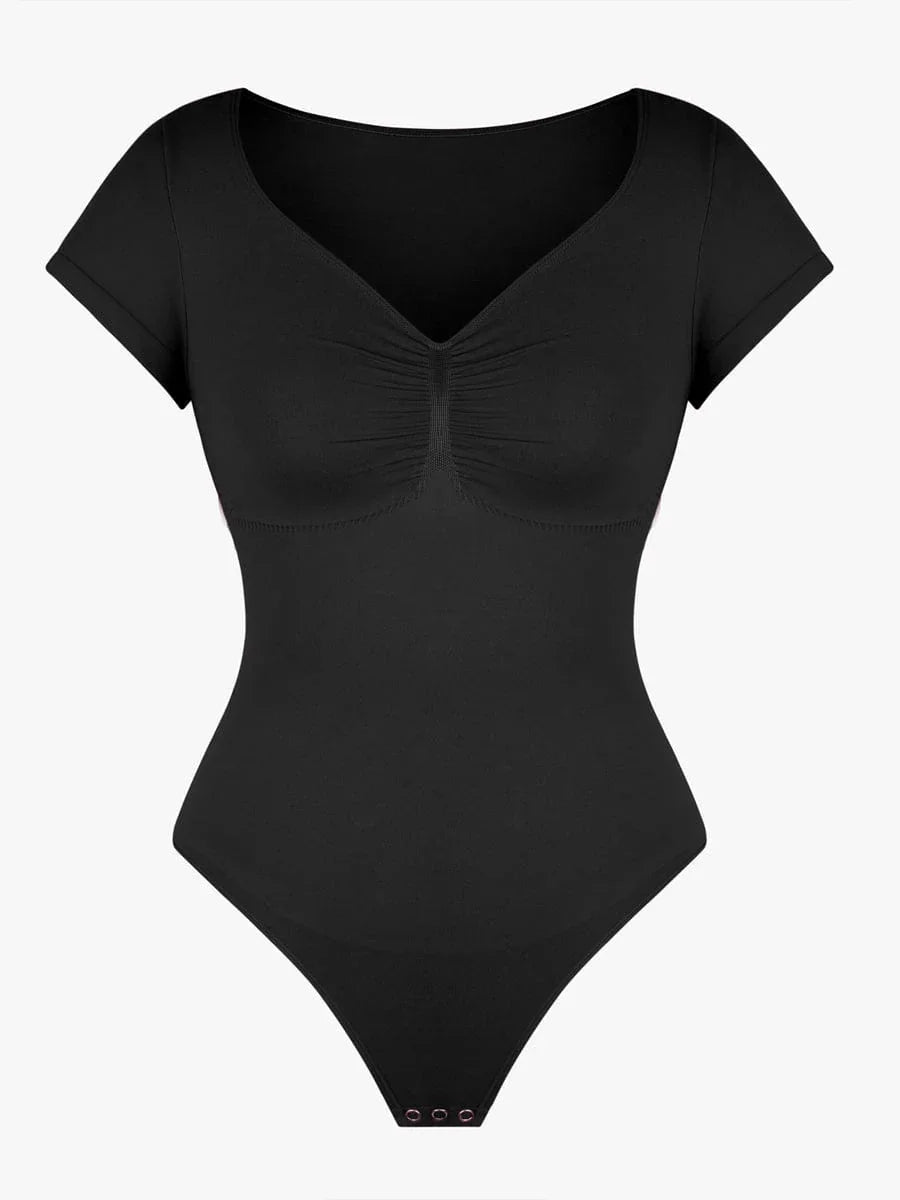 Seamless Bust Support Waist & Abdomen Shaping Thong Bodysuit -