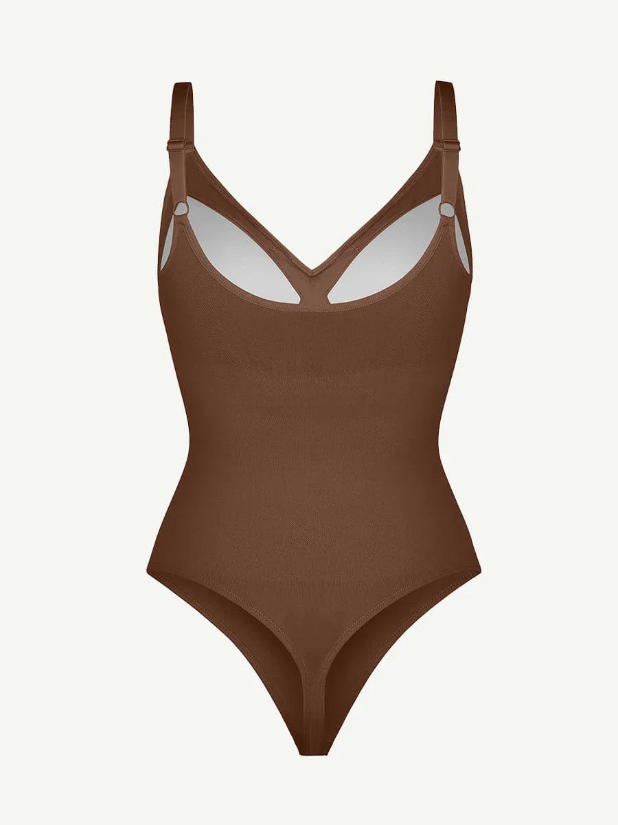 Seamless Thong Bodysuit with Built-In Bra & Tummy Control -