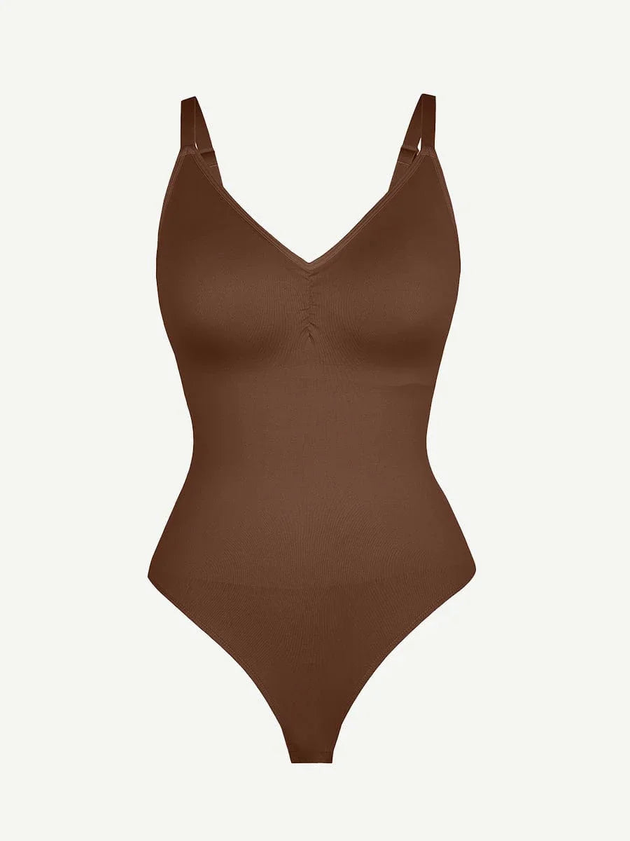 Seamless Thong Bodysuit with Built-In Bra & Tummy Control -