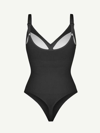 Seamless Thong Bodysuit with Built-In Bra & Tummy Control -