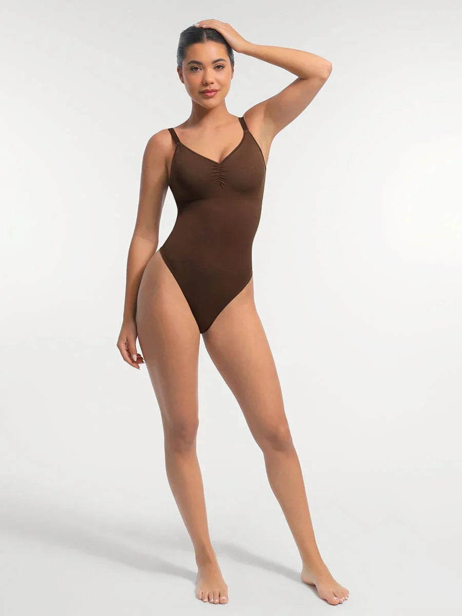 Seamless Thong Bodysuit with Built-In Bra & Tummy Control -