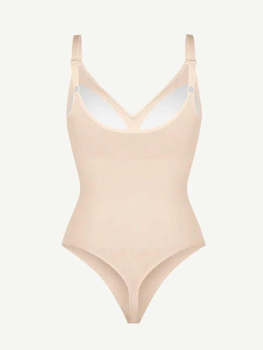 Seamless Thong Bodysuit with Built-In Bra & Tummy Control -