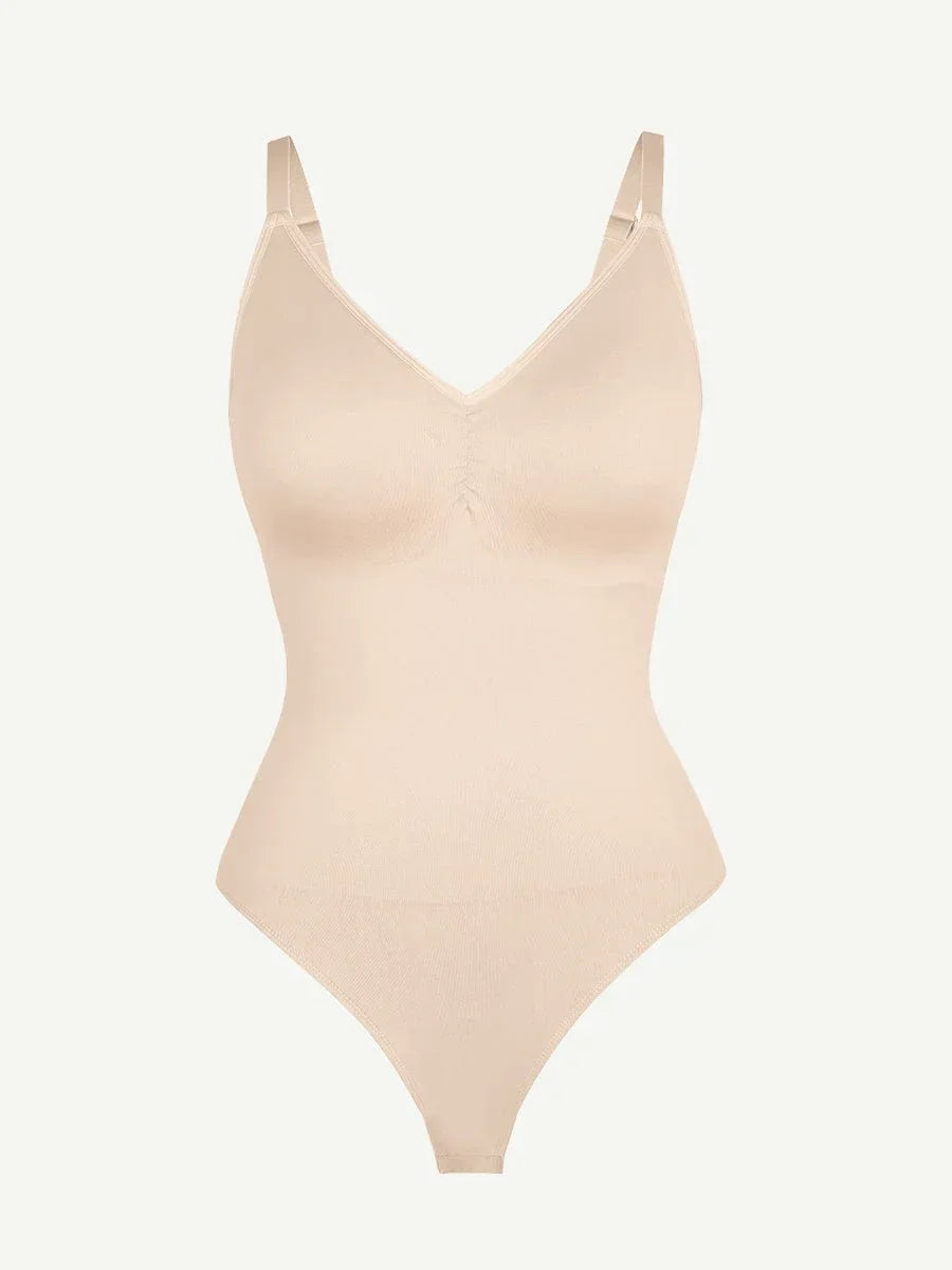 Seamless Thong Bodysuit with Built-In Bra & Tummy Control -