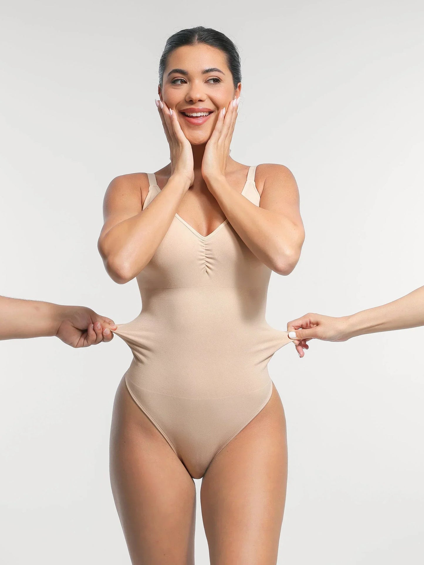 Seamless Thong Bodysuit with Built-In Bra & Tummy Control -