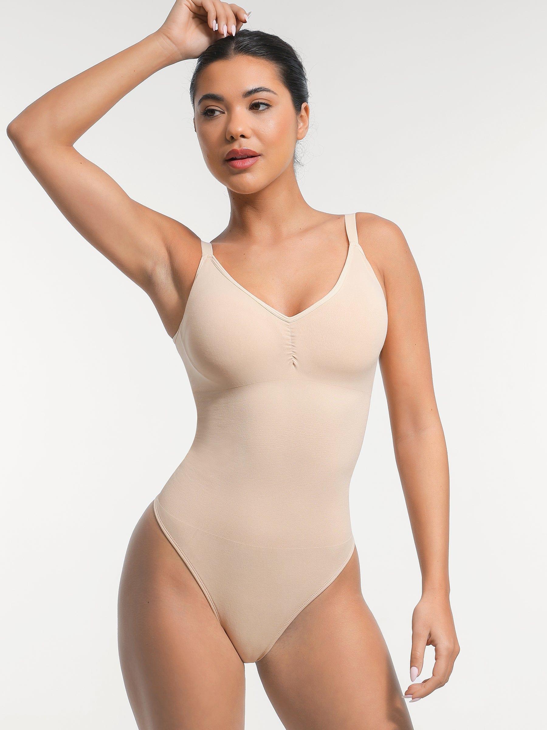 Seamless Thong Bodysuit with Built-In Bra & Tummy Control -