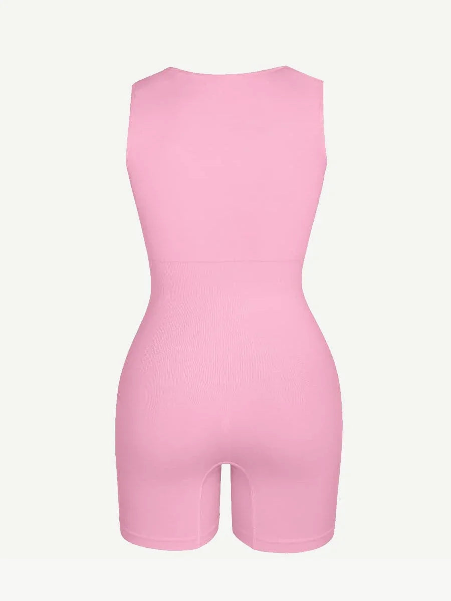Eco-friendly Seamless Square Neck Waist and Belly Shaping Jumpsuit -