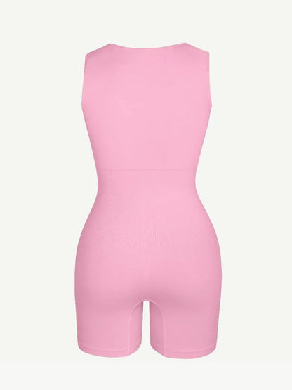 Eco-friendly Seamless Square Neck Waist and Belly Shaping Jumpsuit -