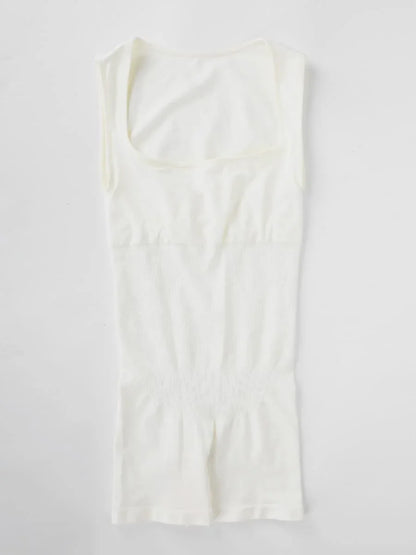 Eco-friendly Seamless Square Neck Waist and Belly Shaping Jumpsuit -