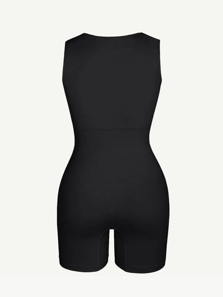 Eco-friendly Seamless Square Neck Waist and Belly Shaping Jumpsuit -