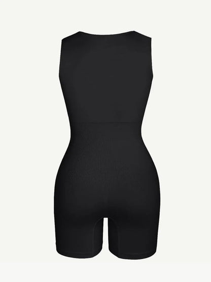 Eco-friendly Seamless Square Neck Waist and Belly Shaping Jumpsuit -